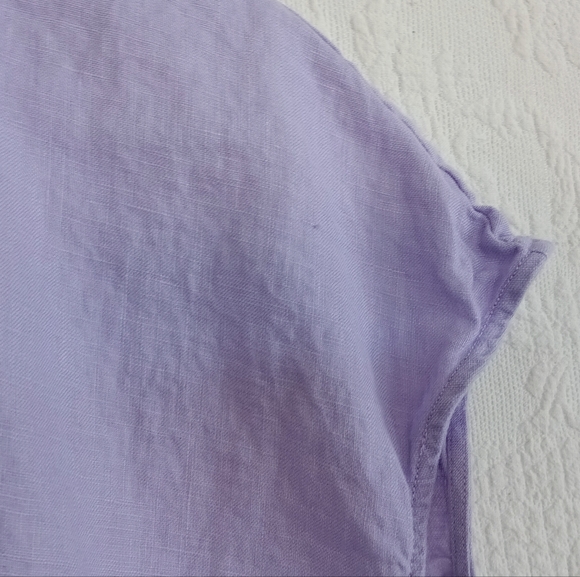 Ralph Lauren Lavender Linen Tunic Dress Purple Button Down Cap Sleeve Pockets 12 - Picture 6 of 15